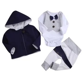 

Pudcoco Newborn Baby Boy Autumn Outfit Gentleman Clothes Shirt Romper Jumoauit+ Hoodie Coat+Pants Leggings Suit Clothing Set