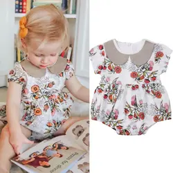 CANIS/2019 г. Милая летняя одежда для новорожденных девочек Комбинезон с цветочным рисунком, комплект одежды для детей от 0 до 24 месяцев