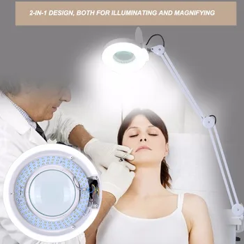 

8X Illuminated Desktop Magnifying LED Lamp with Clamp Arm Reading Medical Beauty Nail Art Tattoo Salon Makeup Lamp with Clamp