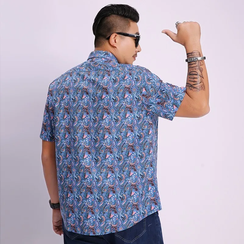 8xl 7xl 6xl Плюс Размер Мужская гавайская рубашка мужская повседневная Camisa Masculina печатные пляжные рубашки с коротким рукавом летняя мужская одежда