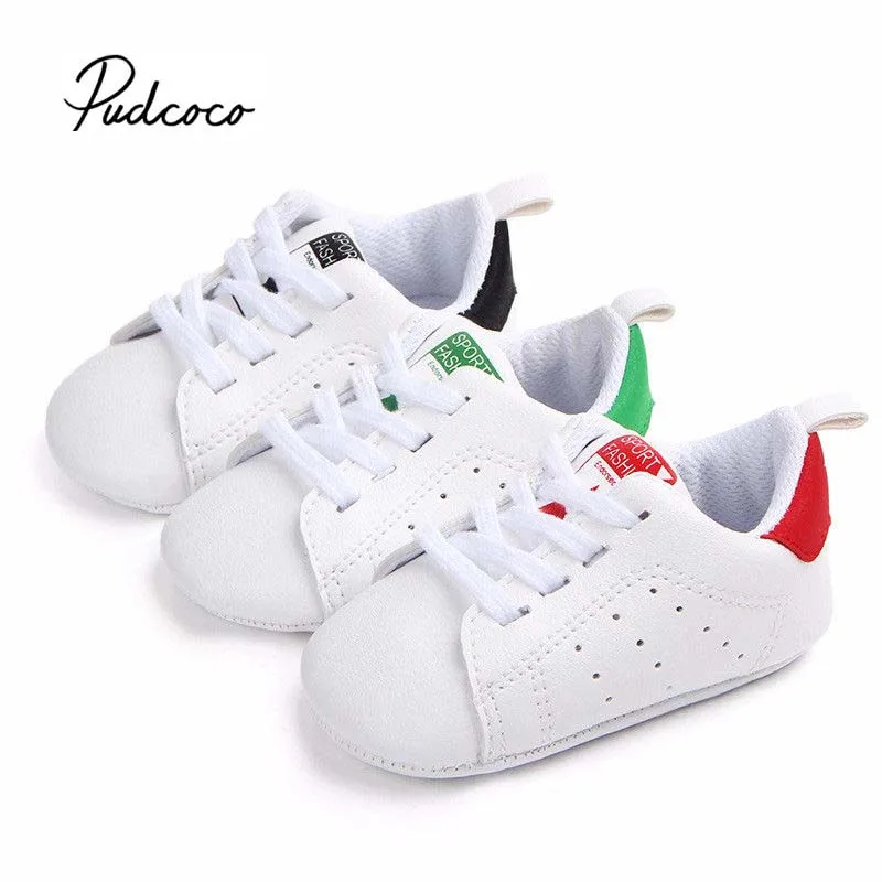 

0-18M Baby First Shoes For Boy Girls Infant Toddler Unisex 2018 New Lace-up Sneakers Soft Sole Crib Comfort PU Casual Baby Shoes