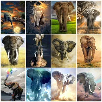 

HUACAN Diamond Painting Full Square Diamond Embroidery Animal Elephant 5D DIY MosaicGift Rhinestone Home Decoration Gift