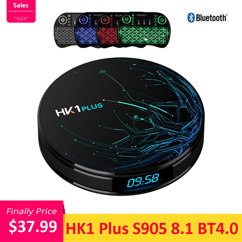 

HK1 Plus Smart TV Box Amlogic S905X2 Android 8.1 Set Top Box BT4.0 2.4G&5.8G WiFi USB3.0 100Mbps 4K H.265 TV BOX
