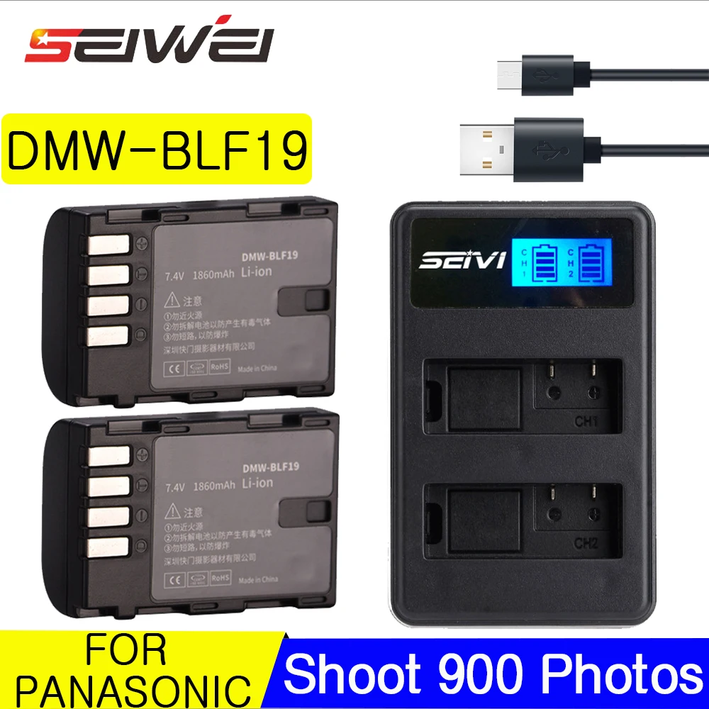 

1860mAh For Panasonic DMW-BLF19 LCD USB Charger + DMW-BLF19E Camera Battery for BLF19 BLF19E for Panasonic Lumix GH3 GH4 GH5 G9