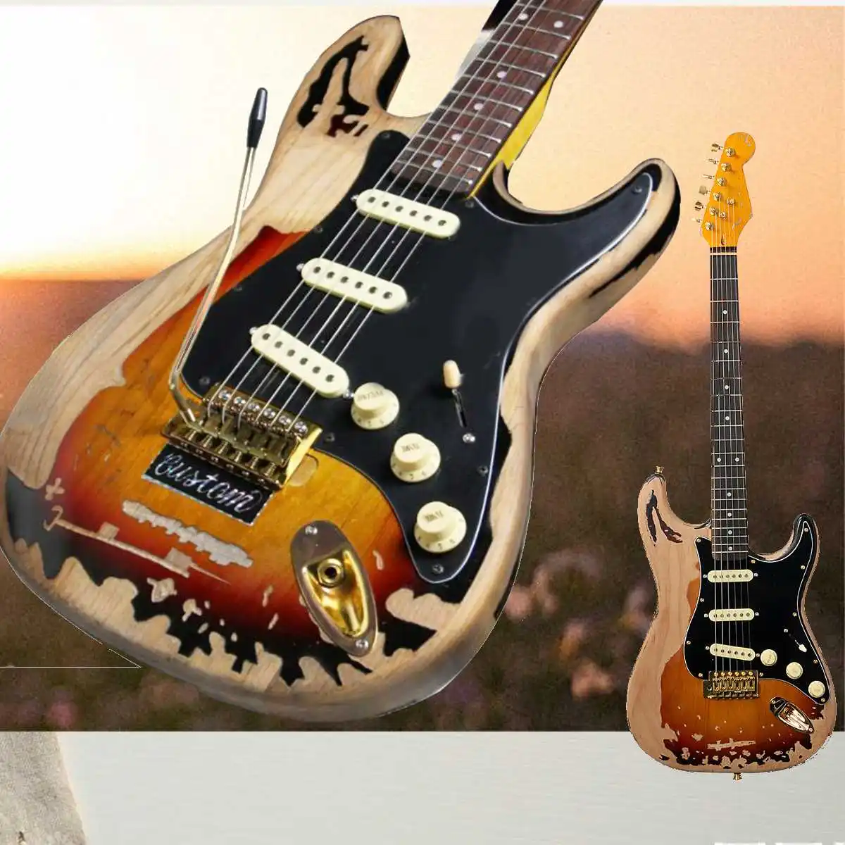 

Electric Guitar 22 Frets SRV Electric Guitar Eged Hardware Brown Alder Body Rosewood Fingerboard Music Stringed Instruments