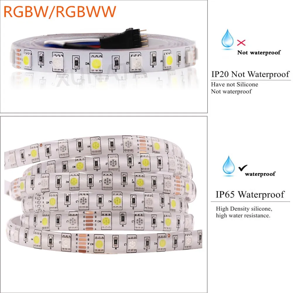 XUNATA 5050 RGB Светодиодная лента 12 В Водонепроницаемый RGBW RGBWW набор светодиодных ламп