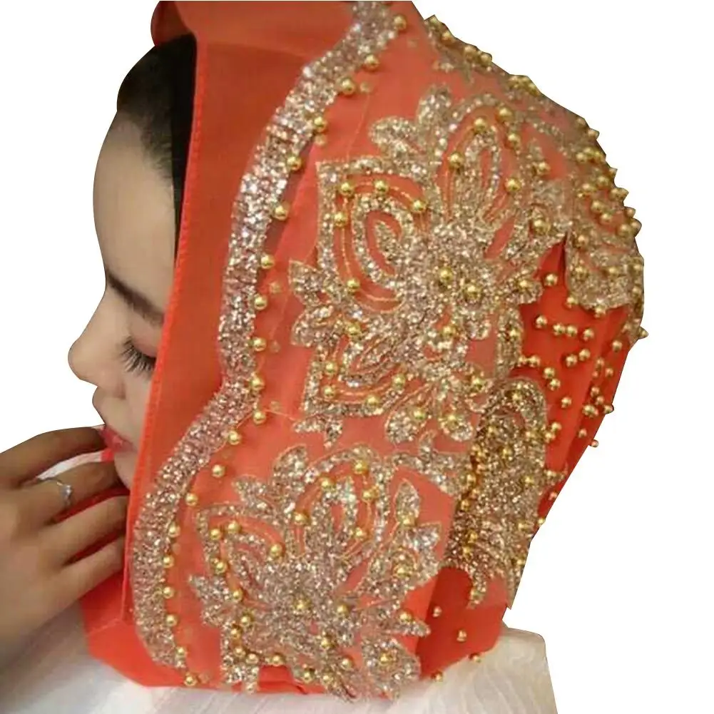 Muslim Headscarf Cover Chiffon Beaded Long Scarf For Women Beautiful 8 Color Hair Scarf 2019 New Fashion