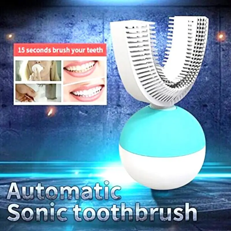

360 Degrees Sonic Automatic Electric Toothbrush Rechargeable USB Intelligent Ultrasonic Silicon Toothbrush U Type Smart