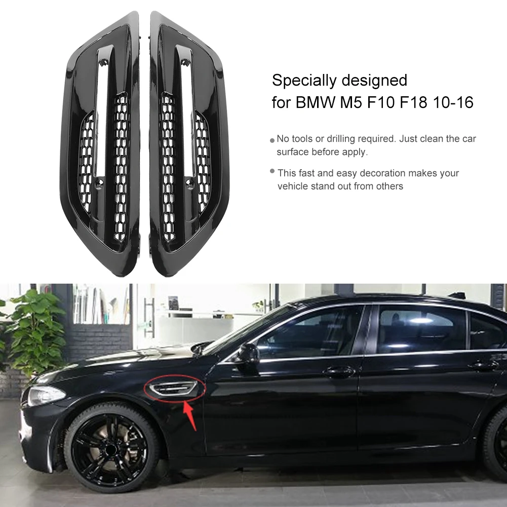 

1 Pair Car Side Air Flow Fenders Vent Grills Left AND Right Stickers For BMW M5 F10 F18 2010-2016 Car Accessories Car Stickers
