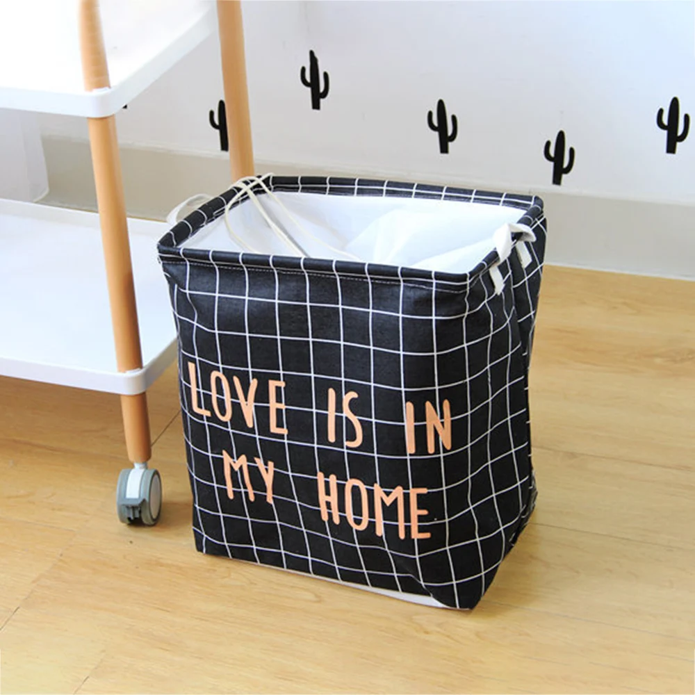 

Cotton Dirty Laundry Basket Foldable Storage Basket Sundries Underwear Toy Storage Box Home Organizer Stationery Container