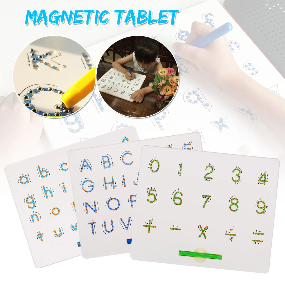 

Magnetic Tablet Drawing Board Pad Toy Bead Magnet Stylus Pen 26 Alphabet Numbers Writing Memo Board Learning Educational Kid Toy