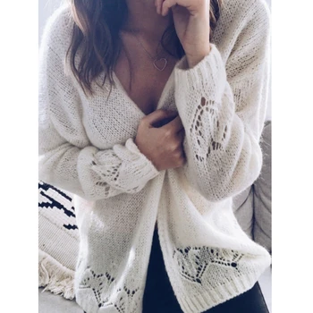 

Women Knitted Cardigan Long Sleeve Sweaters Hollow Out sexy lady warm Jackets Cardigan Women Tops