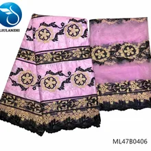 LIULANZHI африканская getzner Базен Ткань Цветочный из хлопчатобумажной ткани с 2 ярдов Тюль кружевная ткань 7 ярдов/партия для свадебной одежды ML47B04