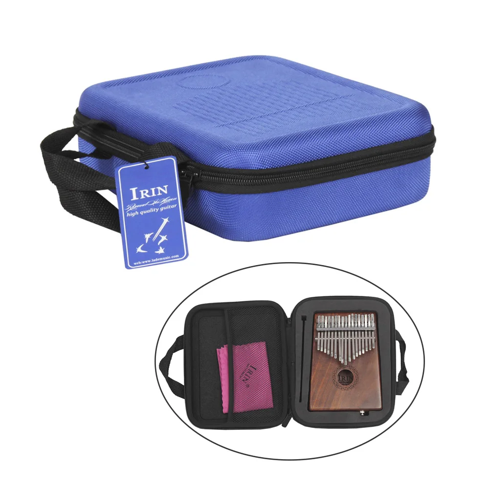 

17-Key Kalimba Case Thumb Piano Mbira Box Bag Water-resistant Shock-proof with Gloves Finger Stall Cleaning Cloth