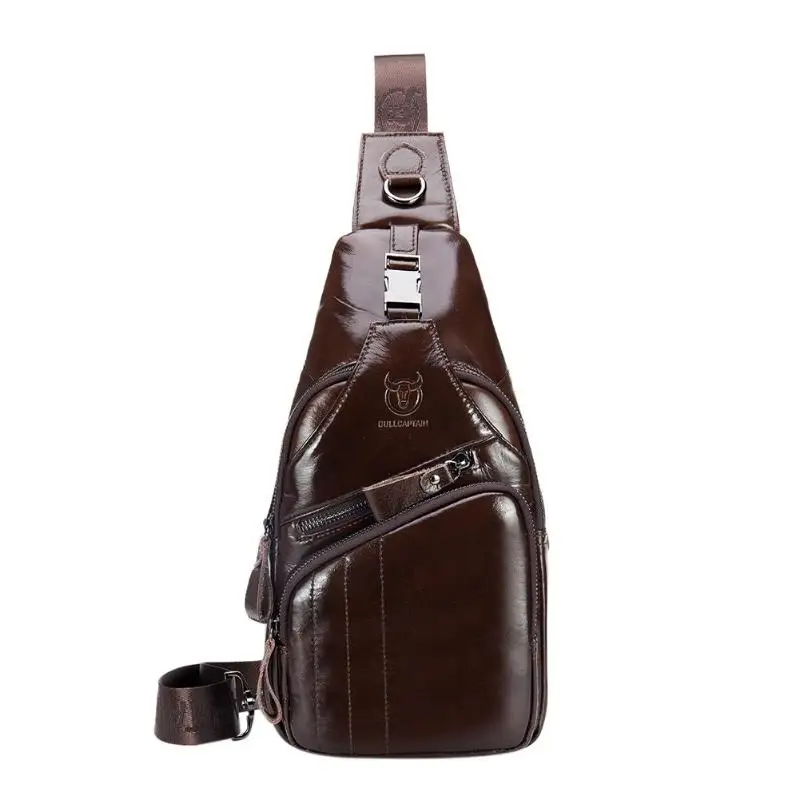 

BULLCAPTAIN Men Messenger Waist Chest Back Pack Genuine Leather Cowhide Vintage Travel Crossbody Shoulder Bag High Quality