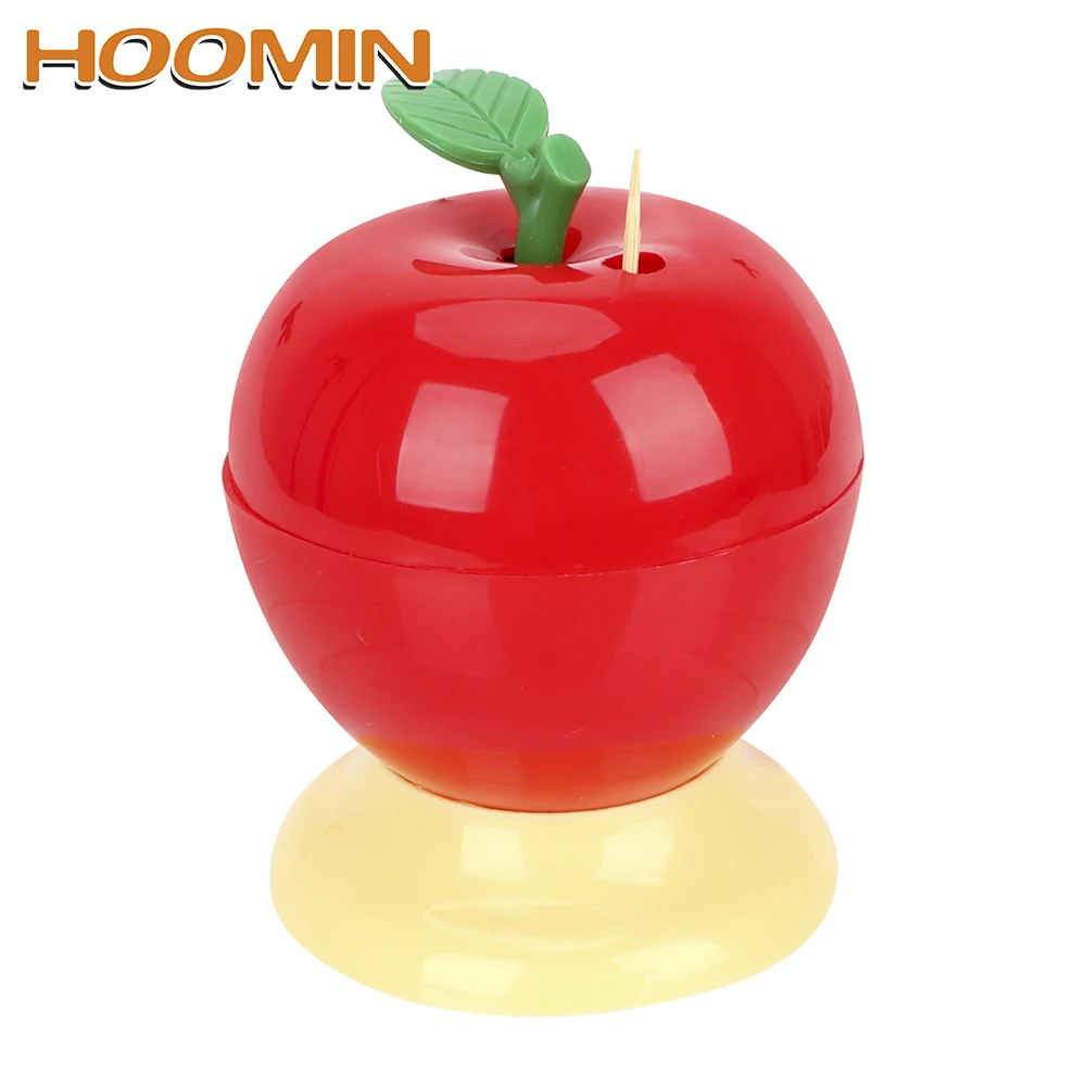 

HOOMIN Toothpick Box Automatic Press Type Home Decoration Fruit Apple Shape Toothpick Holder Plastic