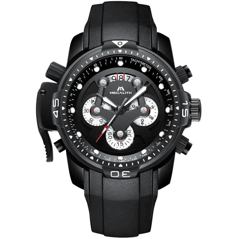 

MEGALITH LED Digital Watch Mens Casual Waterproof Military Sport Watches For Men Teenager Black Silicone Strap Wrist Watch Clock