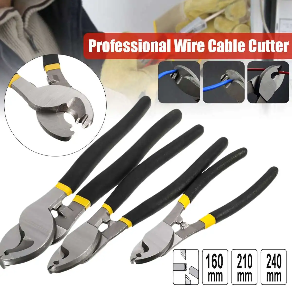

6/8/10 Inch Heavy Copper Cable Wire Stripper Cutter Pilers Rope Cutting Stripping Crimper Plier Electrical Hand Tools Set