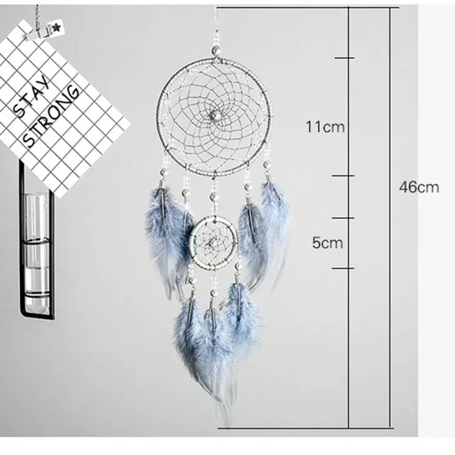 Original silver gray dream catcher 2 ring indian feather hanging art gifts to bestie friends creative valentine’s day gifts