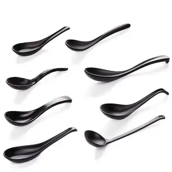 

Plastic Soup Spoon Black Matte Ladle Spoon Japanese Style Melamine Tableware Anti-Fall Tortoise Shell Shaped Spoons