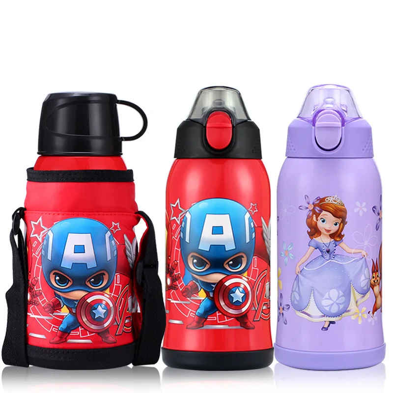 

Disney cartoon 600ml thermos stainless steel double cover Drink cup dual-use student portable insulation kettle to send cup sets