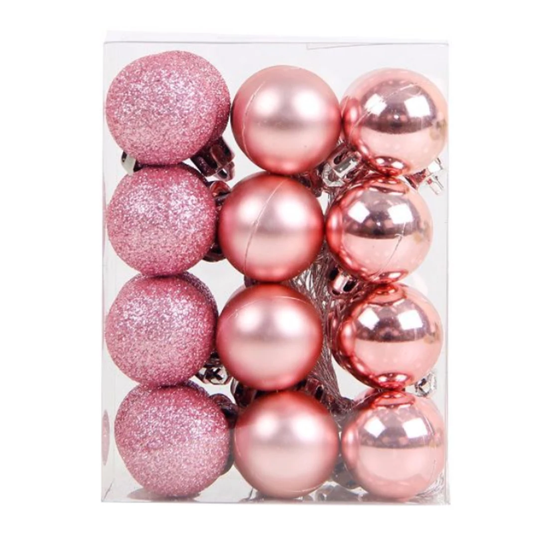 12 piezas 6 cm bola de Navidad colgante árbol bola adornos para decoración de fiesta de Navidad-rosa