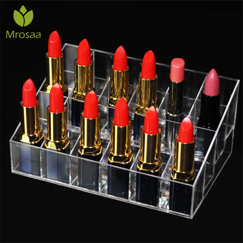 New 24 Grids Acrylic Makeup Organizer Lipstick Cosmetic Box Storage Box Jewelry Box Case Holder Display Stand Make Up Organizer