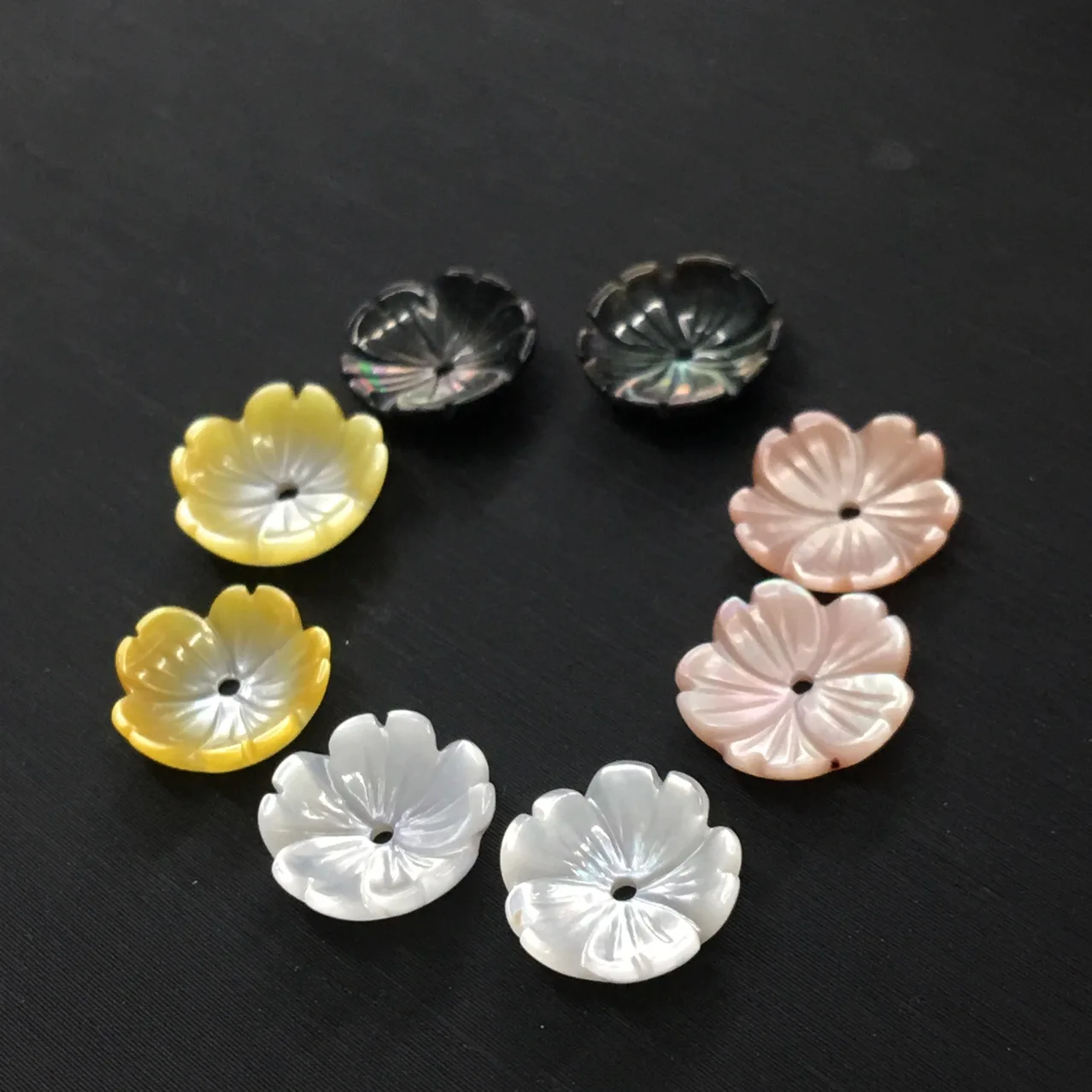

10pcs models four-color five-petal bowl-shaped shell flower earrings diy loose beads bracelet jewelry accessories 8-10mm