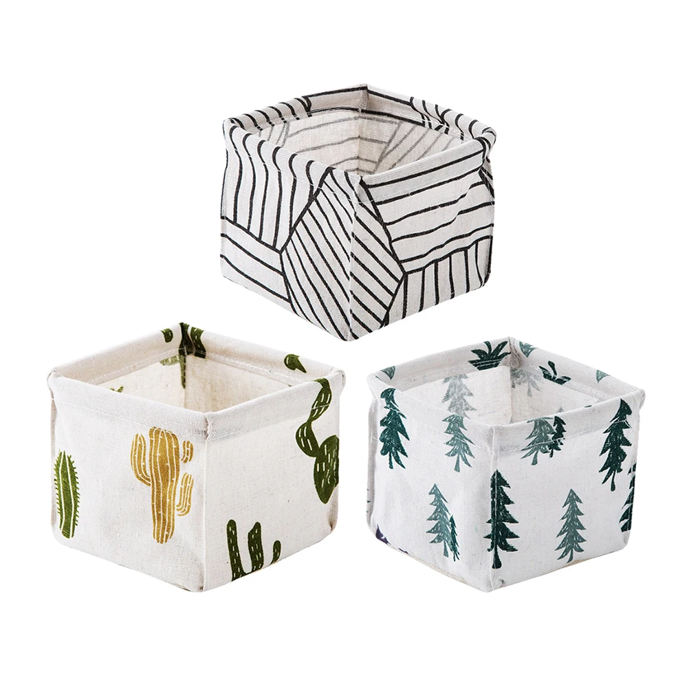 

3pcs Storage Basket Creative Moisture-proof Portable Desktop Convenient Small Container Sack Organizer Storage Box