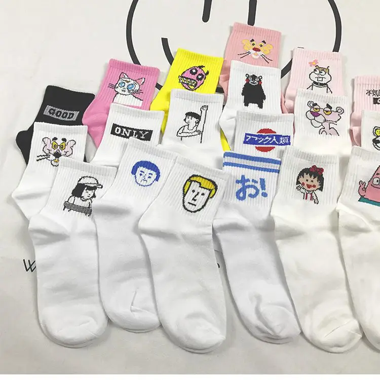 

Japanese Kawaii Women Animals Cartoon Tube Socks Cute Egg Rabbit Pink Panther Cotton Long Socks Ladies Pink Milk White Ankle Sox