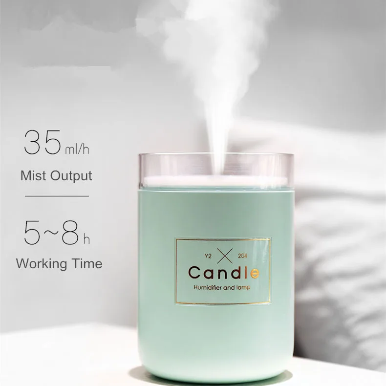 

280ML Ultrasonic Air Humidifier Candle Romantic Soft Light USB Essential Oil Diffuser Car Purifier Aroma Anion Mist Maker