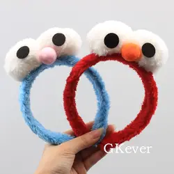 Улица Сезам плюшевые ободки для волос Cookie Monster & Elmo Рисунок красный и синий милые плюшевые ободки для волос высота 17 см 7 ''дети подарок общие