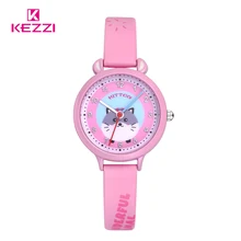 KEZZI брендовые Детские часы с мультяшными котами пандой и цифрами, детские часы с циферблатом для девочек и мальчиков, кварцевые наручные часы со Свинкой для студентов, подарок