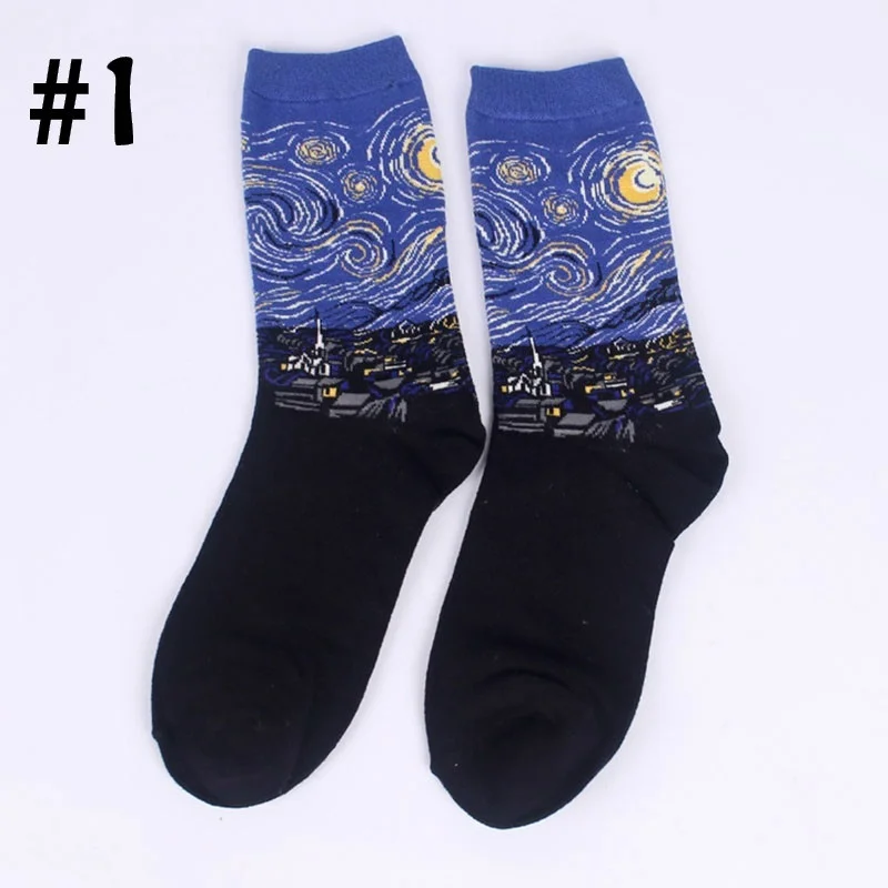Новые модные женские и мужские носки с надписью Happy Socks унисекс Mona Lisa хлопковые