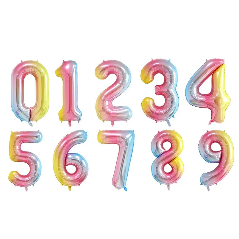 

Aluminum Film Balloon Rainbow Gradient 0-9 Number Birthday Party Wedding Decoration Balloons Can Be Used Repeatedly