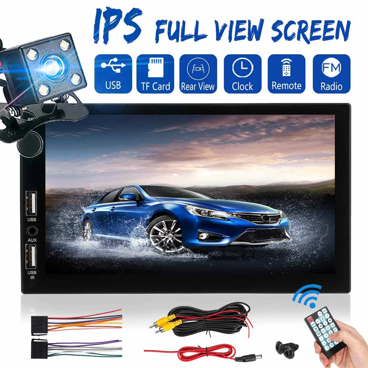 

7 Inch 2 Din Car Radio Car Multimedia Player IPS Touch Screen MP5 Player 2USB AUX TF bluetooth with Rear View Camera