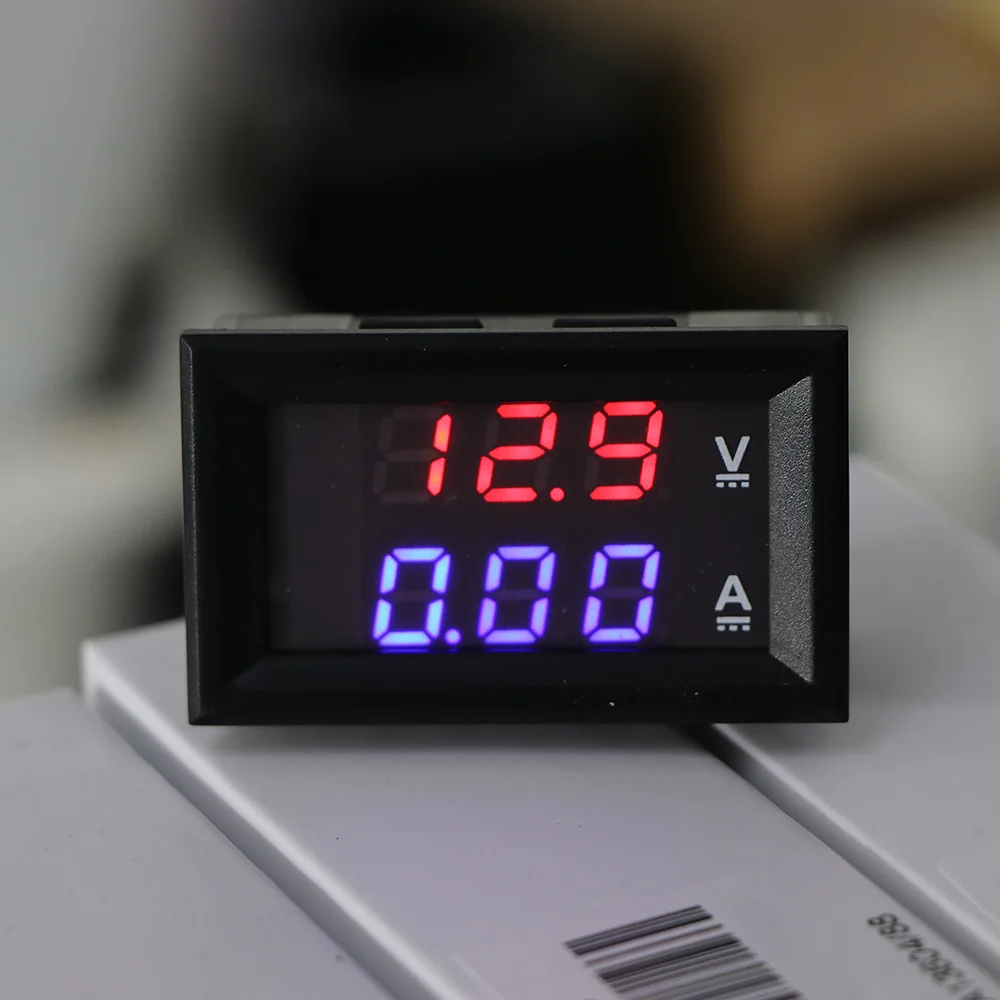 

Mini Car Digital LED Amp Dual Color Volt Meter Gauge Voltmeter Detector 100V 10A Bright LED Voltmeter Ammeter Blue + Red