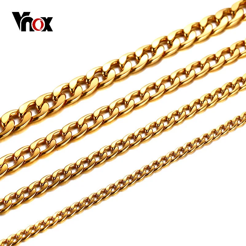 

Vnox Punk Rock Gold Color Heavy Curb Chain Necklace for Men Top Quality Stainless Steel Slim Chains Tough Male Jewelry