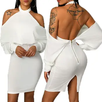 

Skirts 2018 New Fashion Sexy Womens Off Shoulder Solid Zippers Blackless Party Ladies Split Skirts