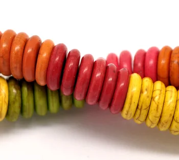 

Mixed Created Howlite Flat Round Loose Beads Dyed 12mm(1/2"), 36cm long, sold per packet of 1 strand