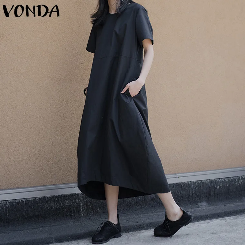 

VONDA Women Maxi Dress 2019 Summer Maternity Clothing Asymmetrical Pregnant Long Shirt Dresses Casual Loose Vestidos Robe Mujer