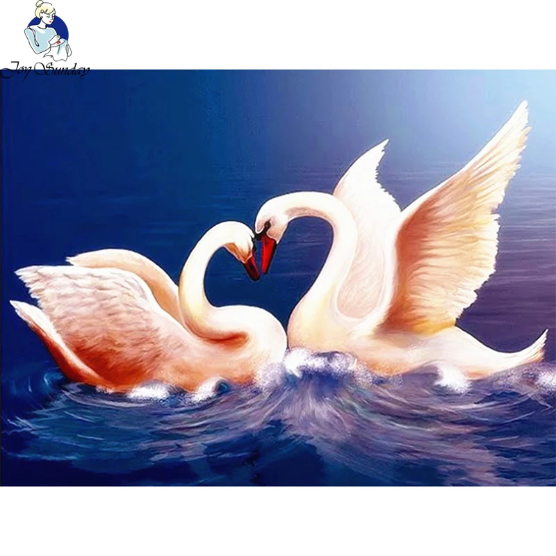 JoySunday 5D DIY алмазная живопись Лебедь игра Алмазная вышивка голубое море с