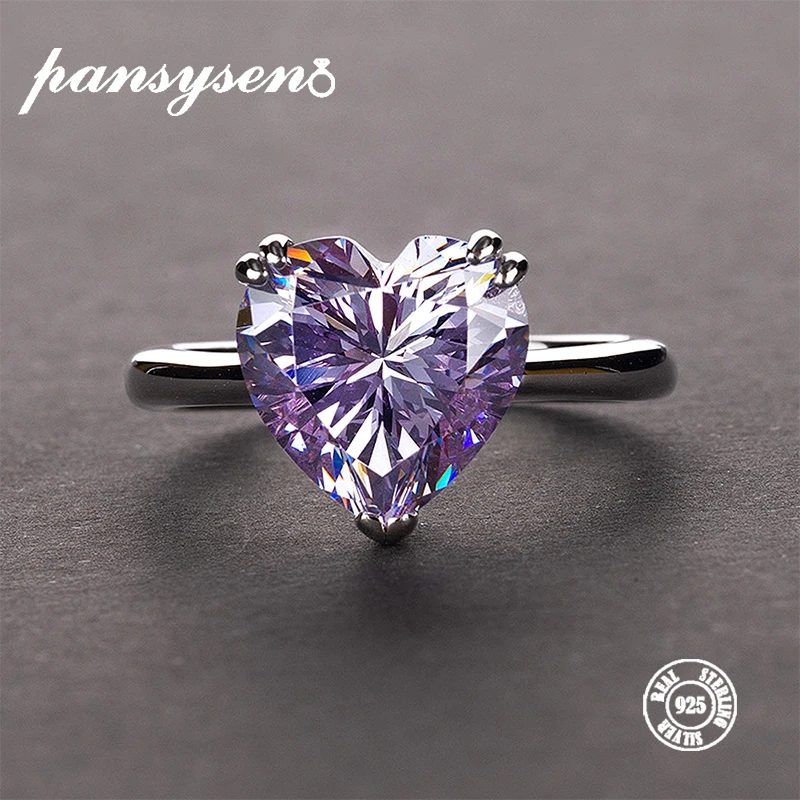 

PANSYSEN Natuaral Gemstone Ring Top Brand Genuine 925 Sterling Silver Wedding Engagement Rings For Women Shining Stone Jewelry