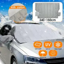 Автомобиль зимой чехол для экрана Магнитная PEVA хлопка анти снег мороз Ice Хлопок окна зеркальный протектор 240x150 см серый