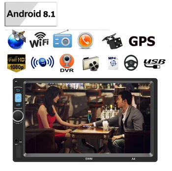 

New 7in 2 Din Quad-core Android 8.1 Car Stereo MP5 Player GPS Navi WIFI Bluetooth Touch Screen Stereo Radio HD+Rear Camera
