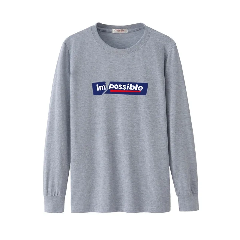 

Tee Shirt Mens Long Sleeve Printed Impossiple Letter Funny One Piece February 14 Boyfriend Fat Gift Spor Oversized T Shirt Male