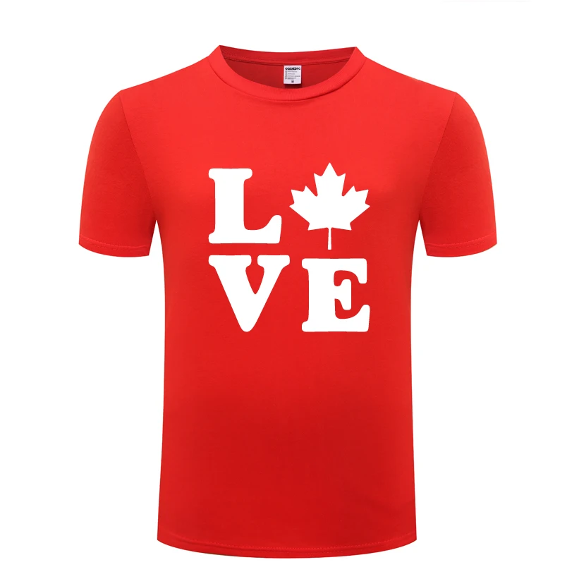 

Canada LOVE Canadian Maple Leaf Creative Men's T-Shirt T Shirt Men 2018 New Short Sleeve O Neck Cotton Casual Top Tee