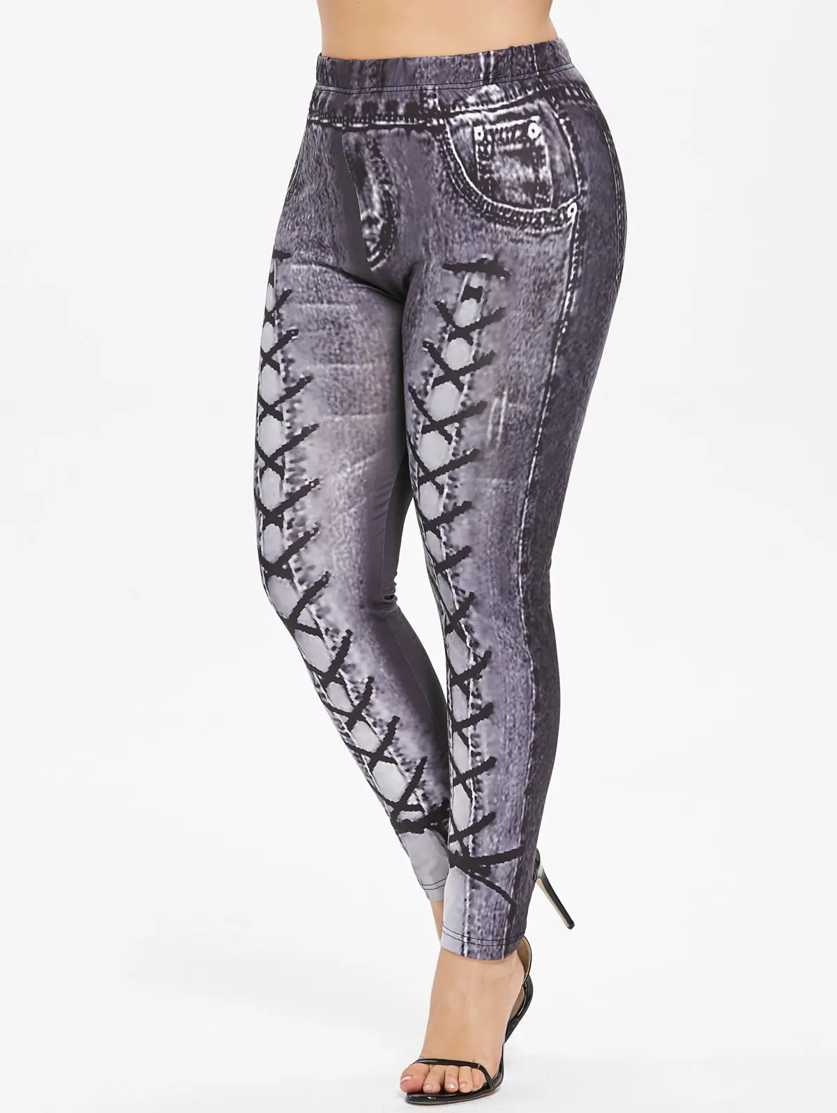

Wipalo New Arrival Leggings Women Plus Size 3D Printed Leggings High Elastic Waisted Workout Leggins Skinny Casual Female Pants