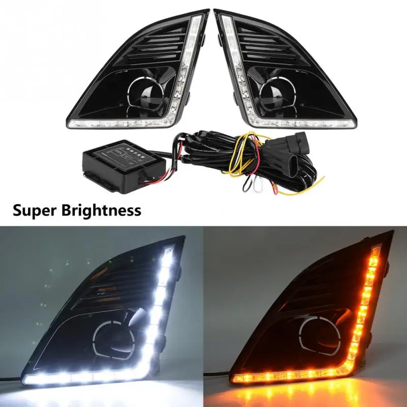 

1Pair Car Daytime Running Light Turn Signal 2-Color DRL LED Fog Lamp for Chevrolet Cruze 13 14 15 Waterproof Car Styling