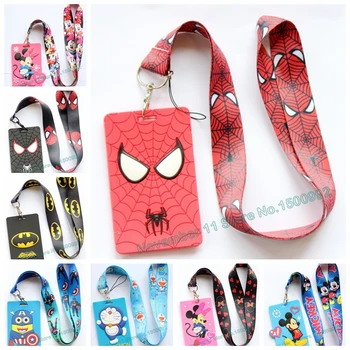 

New 1Pcs cartoon Mickey Minnie spider-man Lanyard ID Badge Holder Key Neck Strap kids gifts QW-469